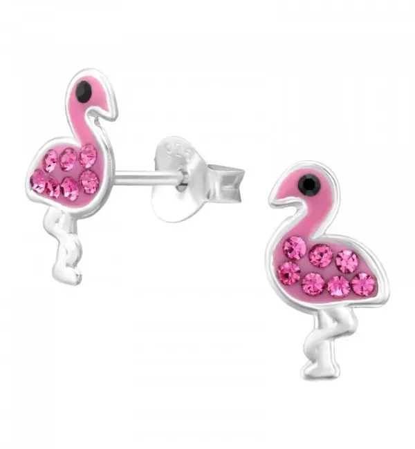 KAYA sieraden Children's earrings 'Flamingo With Crystals'
