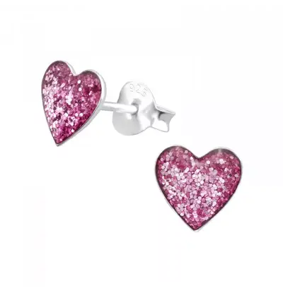 KAYA sieraden Kinderoorbellen 'Glitter Heart' Paars