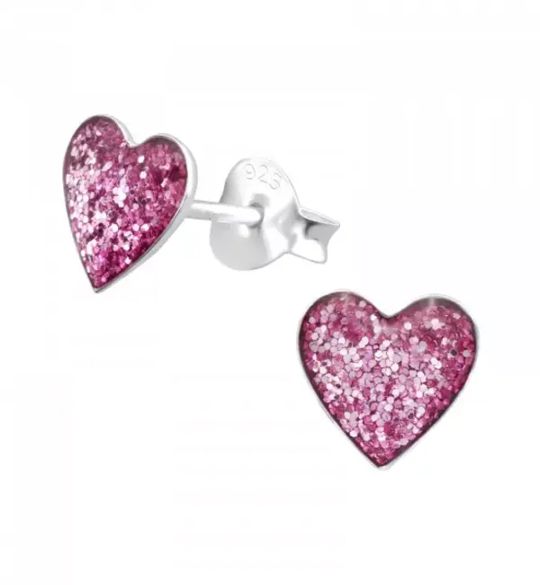 KAYA sieraden Kinderoorbellen 'Glitter Heart' Paars