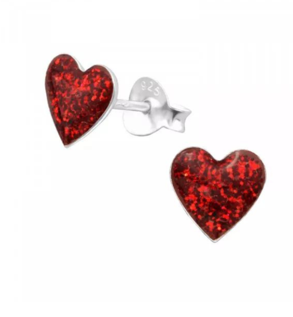 KAYA sieraden Children's earrings 'Glitter Heart' Red