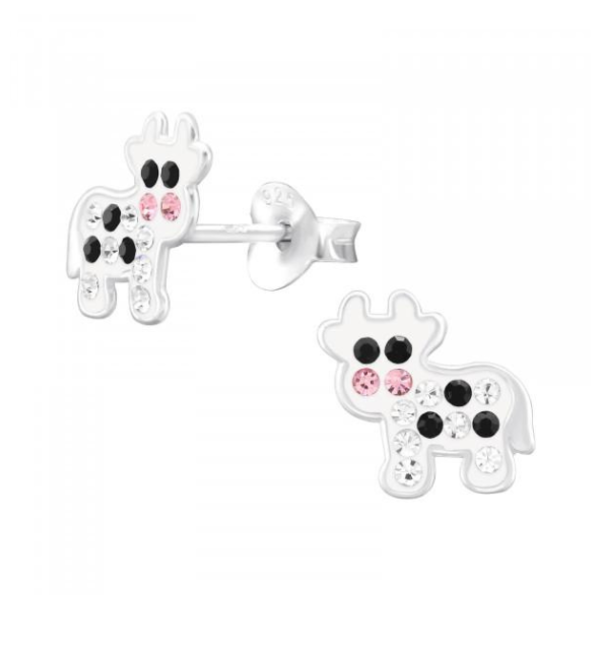 KAYA sieraden Children's earrings 'Cow' with Crystals