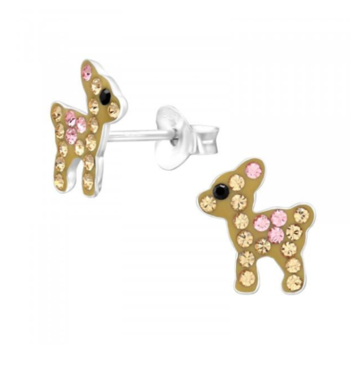 KAYA sieraden Children's earrings 'Deer With Crystals'