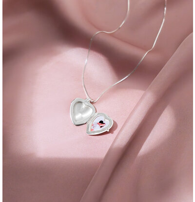Gegraveerde sieraden Valentijn Ketting met Foto 'Vintage Heart'