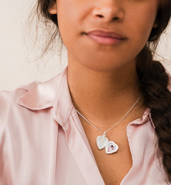 Gegraveerde sieraden Valentijn Ketting met Foto 'Vintage Heart' Medaillon