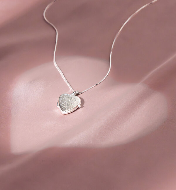 Gegraveerde sieraden Valentijn Ketting met Foto 'Vintage Heart' Medaillon