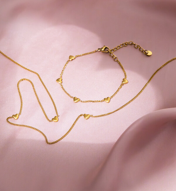 KAYA sieraden Ketting 'Kleine hartjes' | Stainless Steel