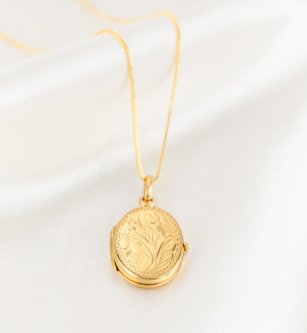 Gegraveerde sieraden Valentine's Day Necklace with Photo 'Vintage' Oval Locket