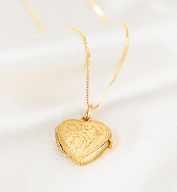 Gegraveerde sieraden Valentijn Ketting met Foto 'Vintage Heart' Medaillon