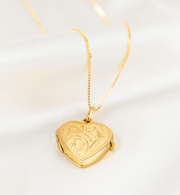 Gegraveerde sieraden Necklace with Photo 'Vintage Heart' Medallion