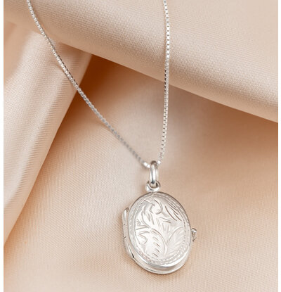 Gegraveerde sieraden Necklace with Photo ‘Vintage’ Oval Locket