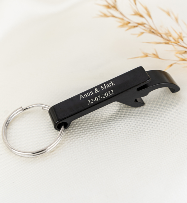 KAYA sieraden Personalized Stainless Steel Beer Opener with Keychain