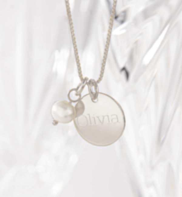 KAYA sieraden Necklace with name ‘Disc & Little Pearl’