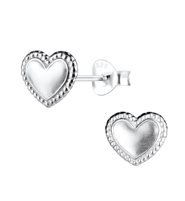 KAYA sieraden Silver Children's Earrings 'Beaded Heart'