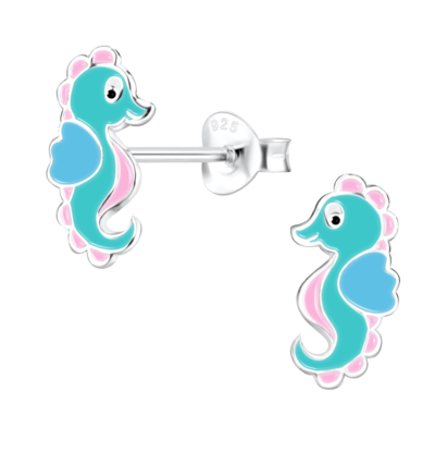 KAYA sieraden Kinderoorbellen 'Zeepaard Blauw'