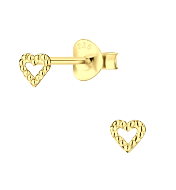 KAYA sieraden Silver Children's Earrings 'Golden Heart'