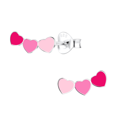 KAYA sieraden Silver children’s earrings ‘Three Hearts’