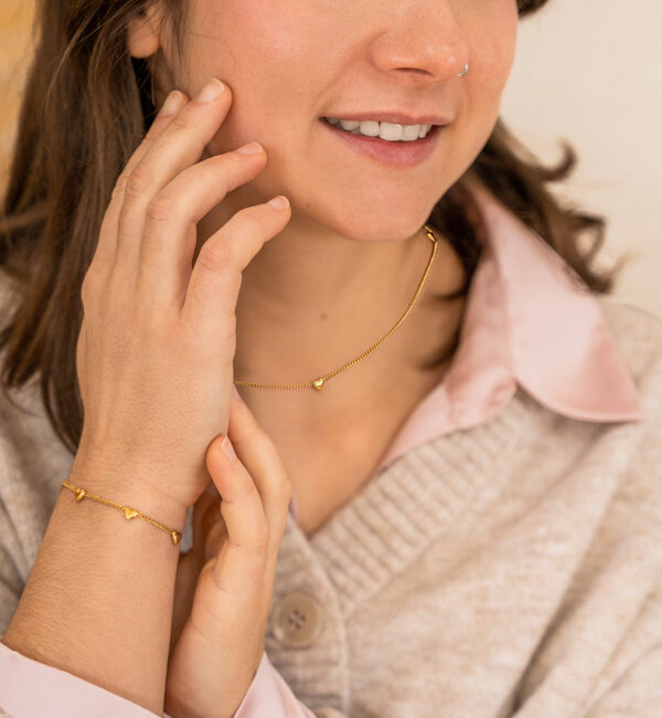 KAYA sieraden Valentine’s set necklace and bracelet ‘Little Hearts’ | Stainless Steel