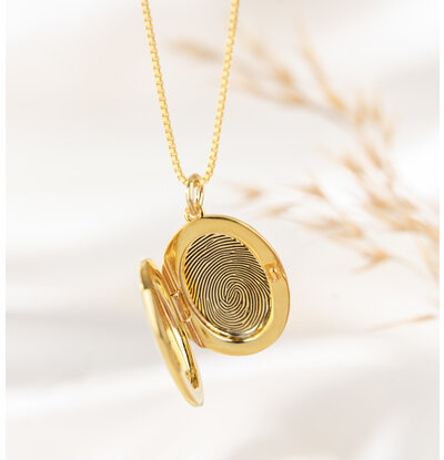 Gegraveerde sieraden Medaillon Vingerafdruk 'Ovaal'