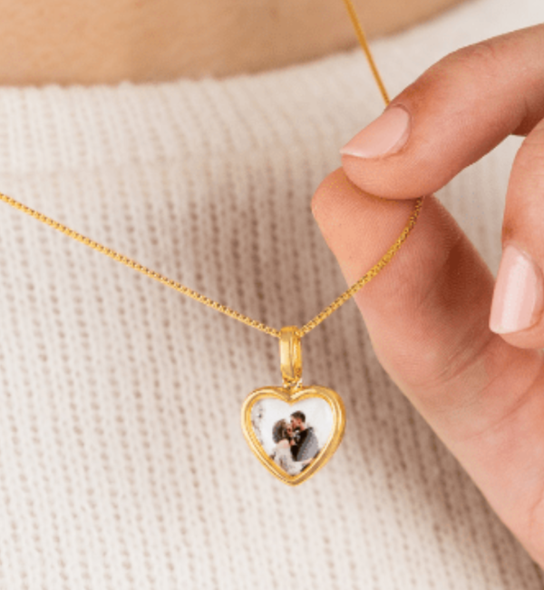 Gegraveerde sieraden Zilveren Ketting met Foto 'Heart'