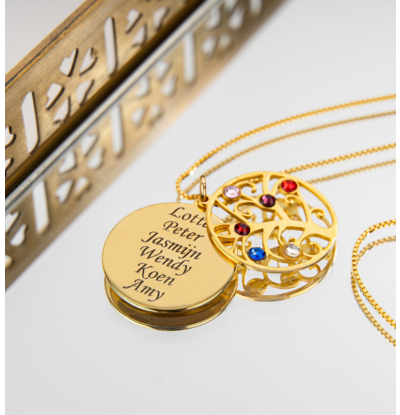 KAYA sieraden Silver Necklace 'Filigree Tree Rondje'