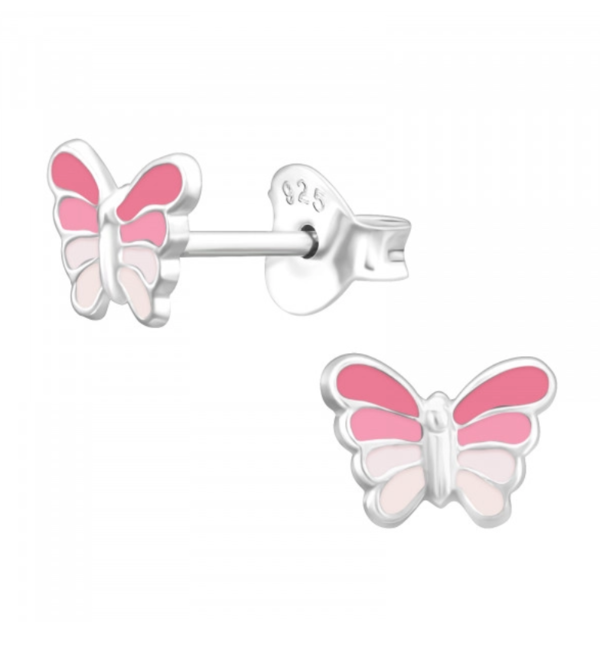 KAYA sieraden Zilveren Kinderoorbellen 'Butterfly' Pink