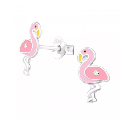 KAYA sieraden Kinderoorbellen 'Pink Flamingo' met Kristal