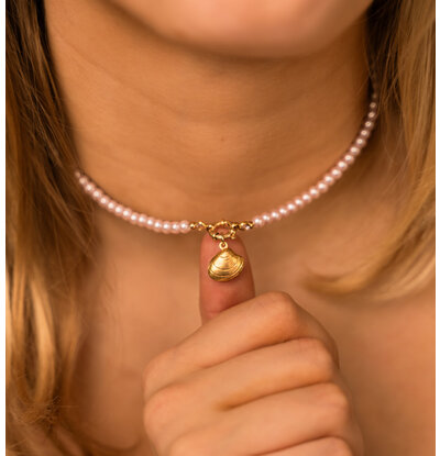KAYA sieraden Roze Ketting Parels 'Nova Pérola' met schelp