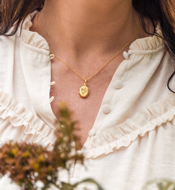 KAYA sieraden Ketting met Geboortebloem Boeket 'Medaillon'