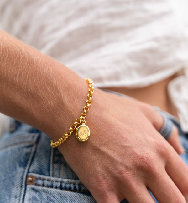 KAYA sieraden Jasseron bracelet ‘Oval Locket’ with engraving