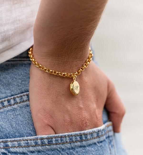 KAYA sieraden Jasseron bracelet ‘Oval Locket’ with engraving