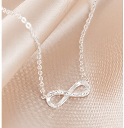 KAYA sieraden Silver necklace ‘Infinity Crystal’