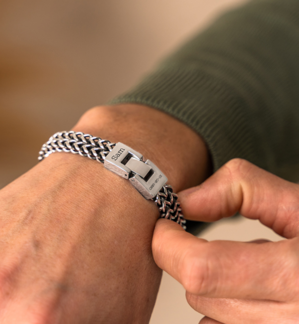 KAYA sieraden Men's Bracelet with Engraving 'Link' in Stainless Steel
