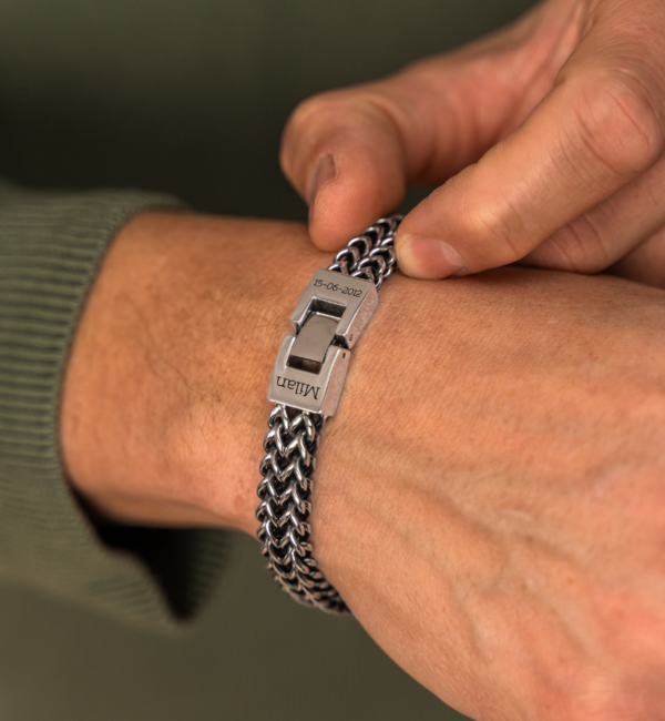 KAYA sieraden Stainless Steel Men's Link Bracelet with Engraving