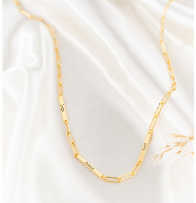 KAYA sieraden Link Necklace with 3 Names 'Closed Forever'