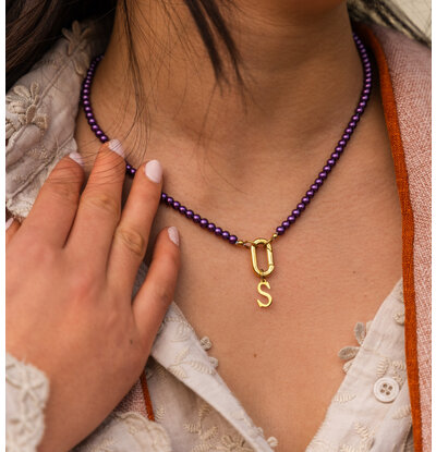KAYA sieraden Purple Pearl Necklace with Letter 'Festival Pearl'