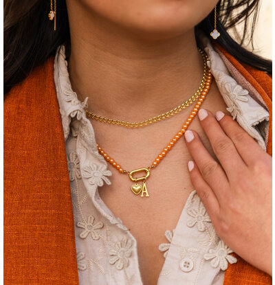KAYA sieraden Orange Necklace with Name Set 'Festival Pearl'