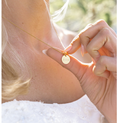 KAYA sieraden Bruids Ketting met Naam Gravure 'Kies je bedel'