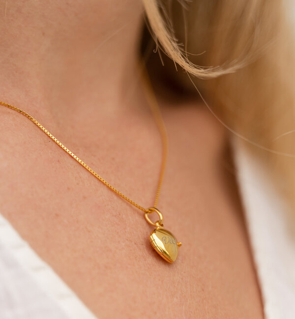 KAYA sieraden Bruids Medaillon Ketting 'Hartje' met Gravure