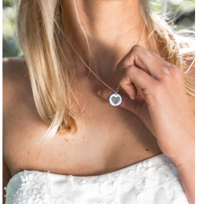 Gegraveerde sieraden Bridal Necklace Fingerprint Heart | 2 Fingerprints