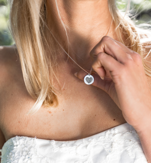 Gegraveerde sieraden Bridal Necklace Fingerprint Heart | 2 Fingerprints