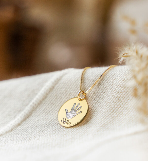 Gegraveerde sieraden Necklace with Handprint and Name