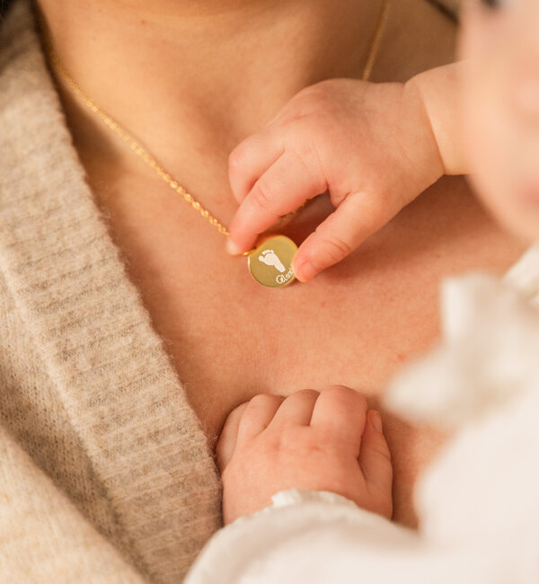 Gegraveerde sieraden Ketting met Voetafdruk en Naam