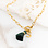 KAYA sieraden Link Necklace with Letter and Green Tassel 'Festival Pearl' | Stainless steel