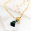 KAYA sieraden Schakelketting met Letter en Groen Kwastje 'Festival Pearl' | Stainless steel