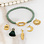 KAYA sieraden Groene Glasparel Armband met Ovaal Slot ‘Festival Pearl’ - Stel zelf samen | Stainless Steel