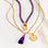 KAYA sieraden Purple Glass Pearl Necklace with Letter Set 'Festival Pearl' | Stainless Steel