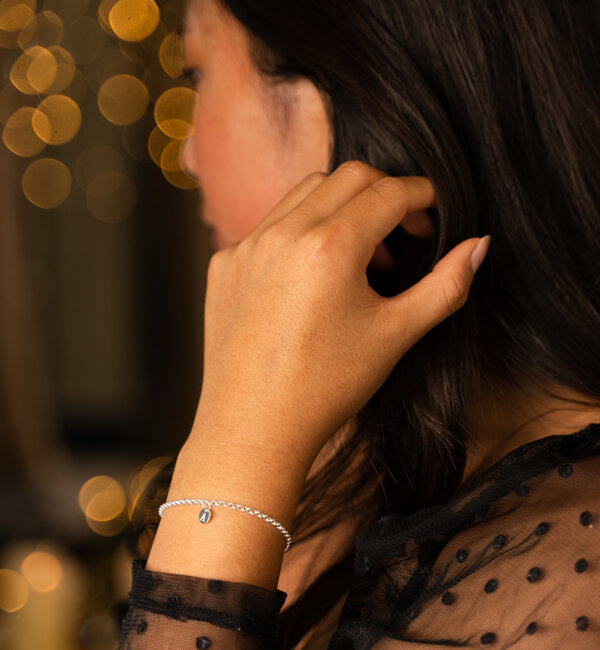 KAYA sieraden Sterling silver bracelet with engraved beads - Copy