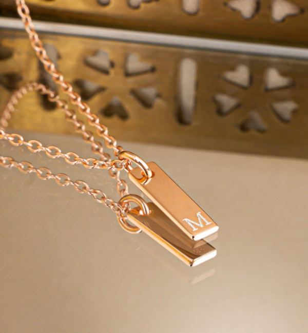 KAYA sieraden Necklace with Initial 'Mini Flat Bar' - Rose Gold Plated