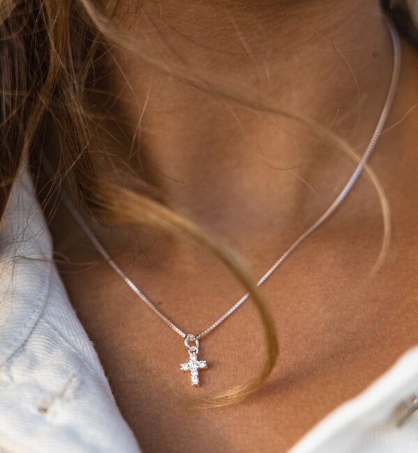KAYA sieraden Silver necklace 'Sparkling Cross' - Copy