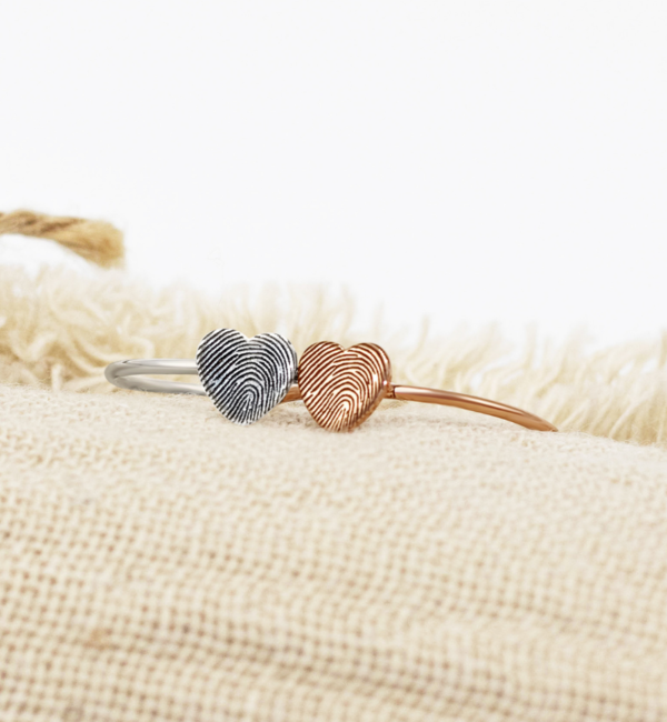 Gegraveerde sieraden Ring with Fingerprint 'Heart' - Rose Gold Plated